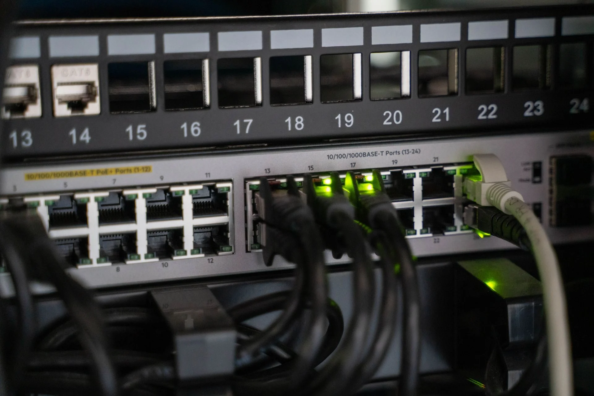 Network switch with connected cables