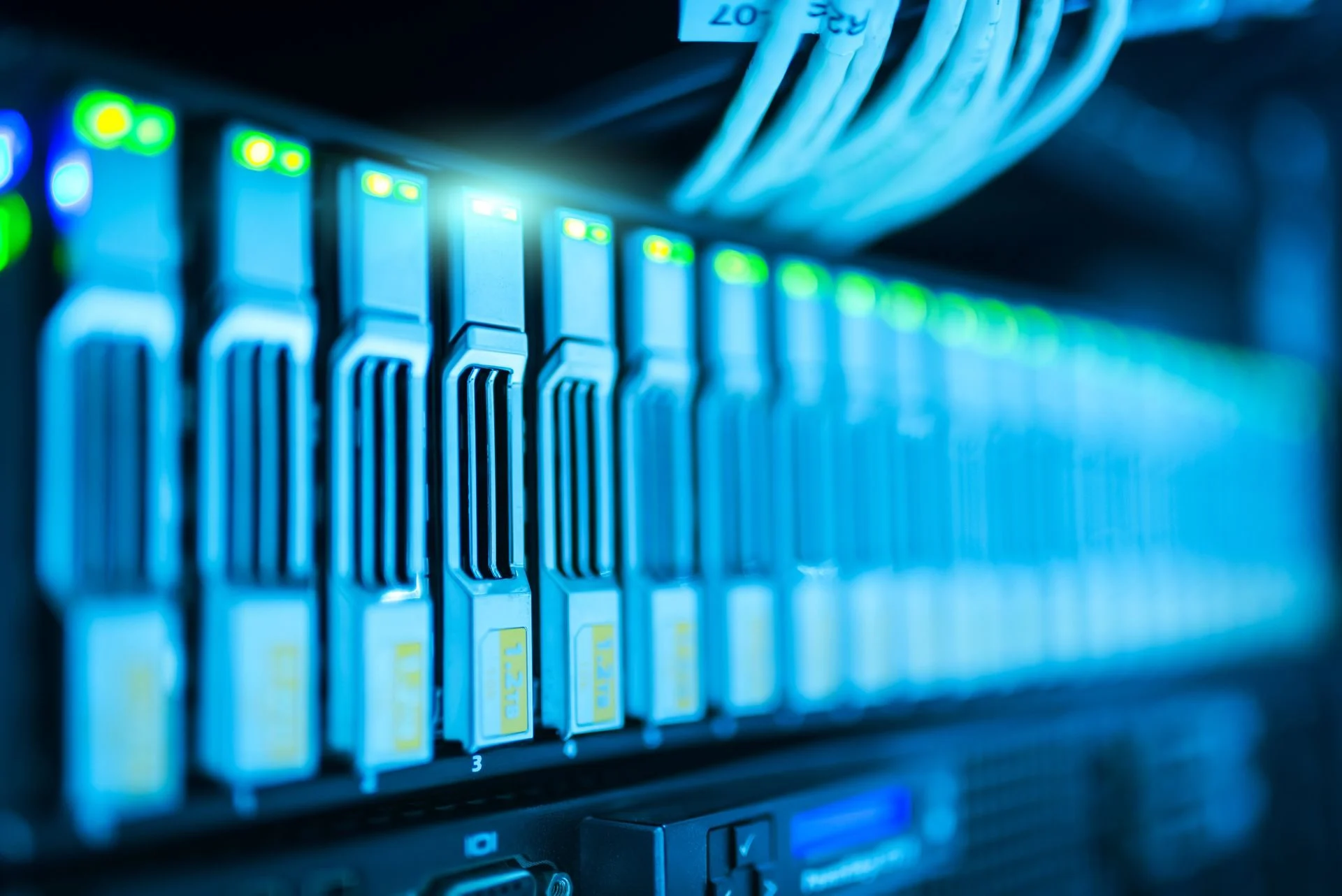 Server rack with status lights