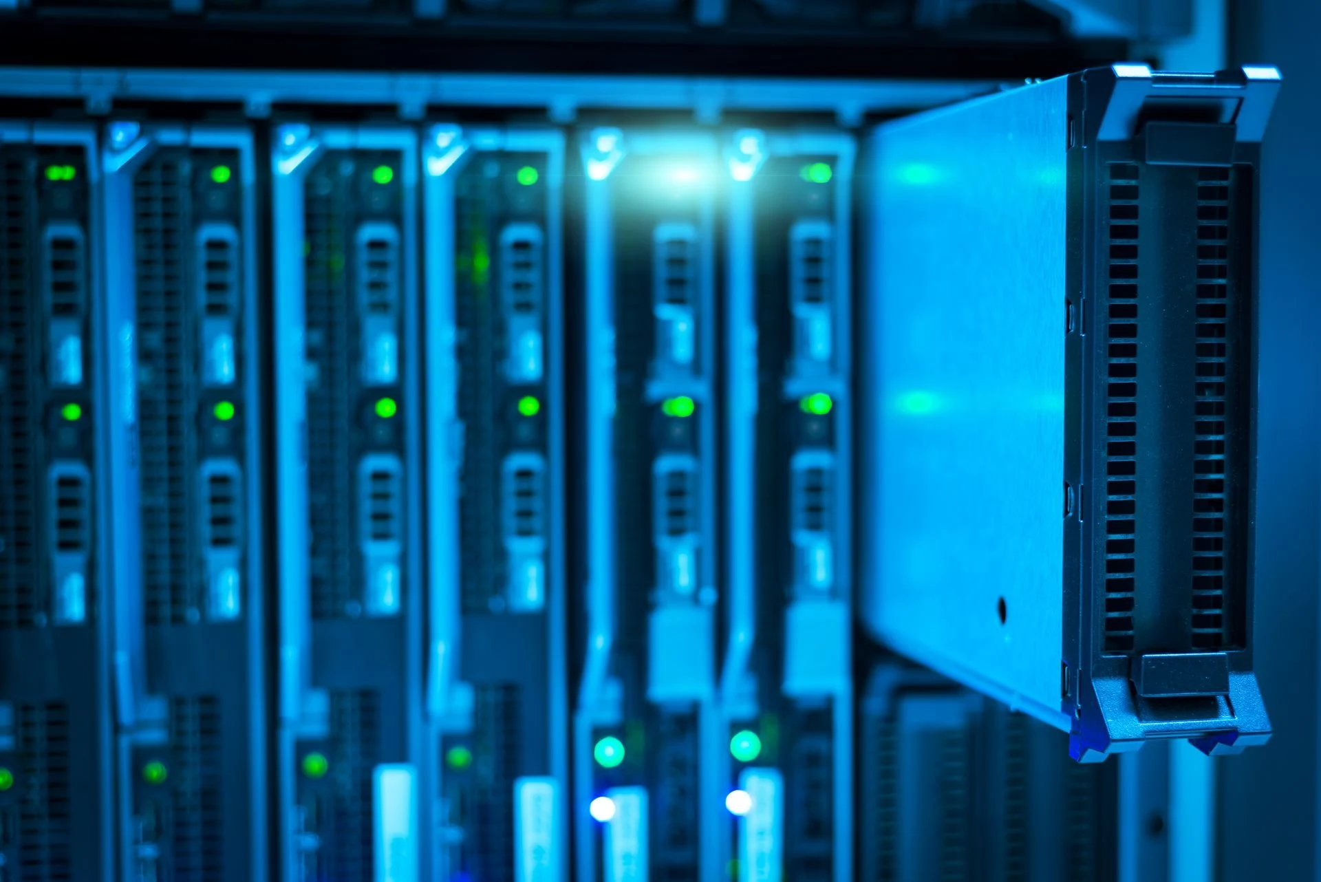 Server racks in a server room